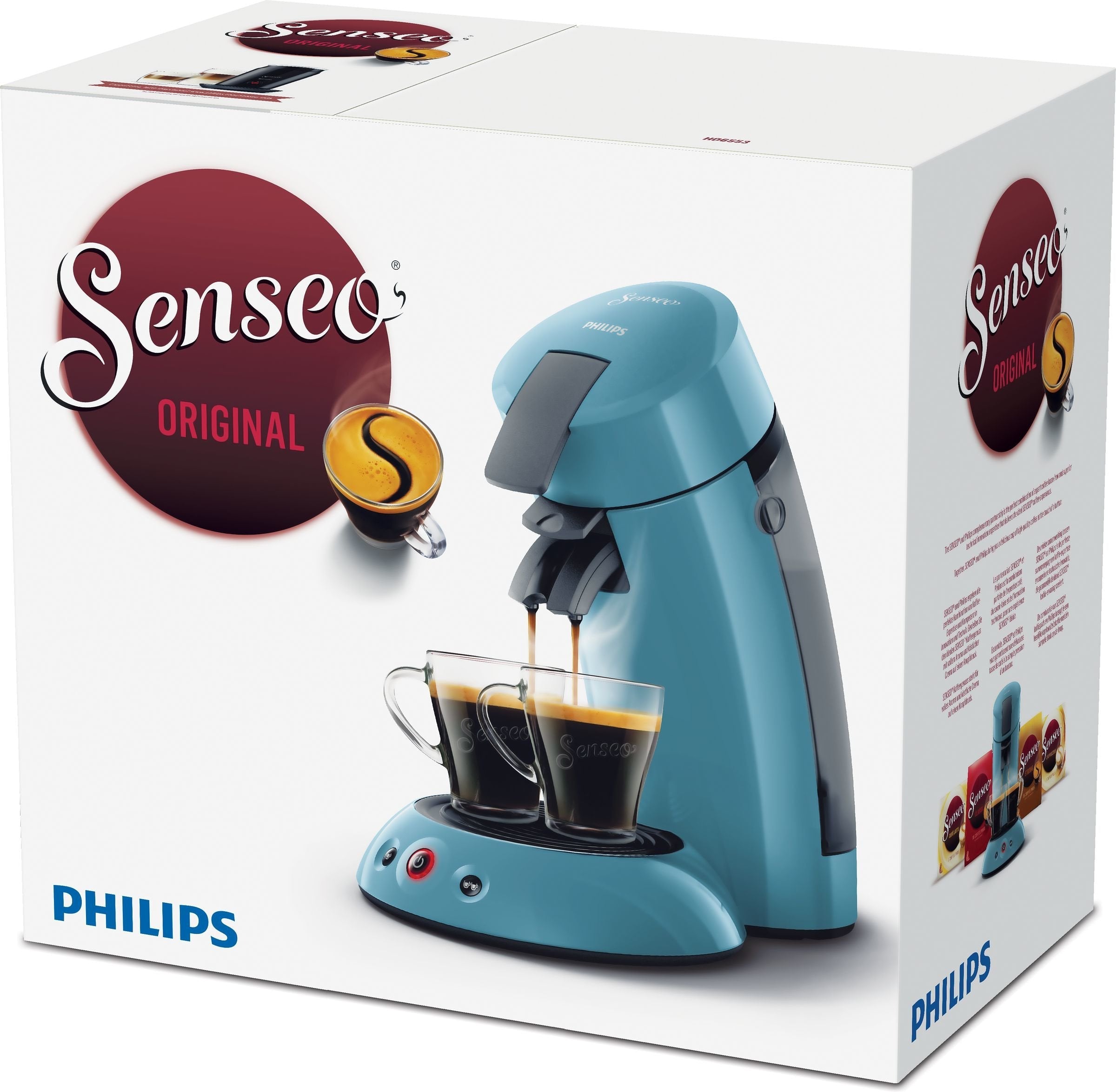 Machine à Café à Dosettes Senseo Original HD6553/21 - Bleu, 0,7 L